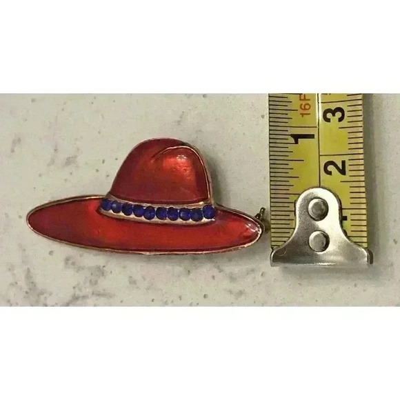 Gold Tone Red Hat Society Brooch Inspiration Fun Friend Women Power Purple - Picture 3 of 4